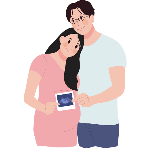 An expecting couple holding an ultrasound photo