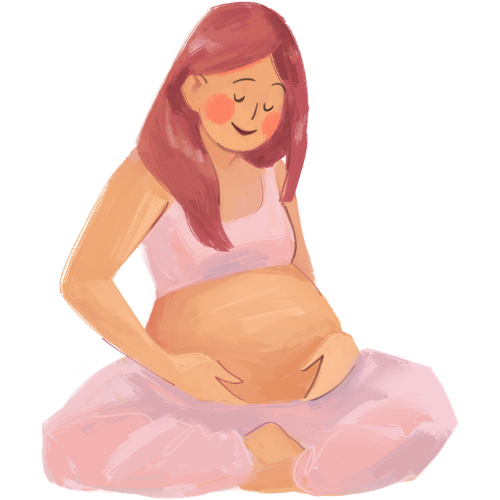 A pregnant woman sitting peacefully